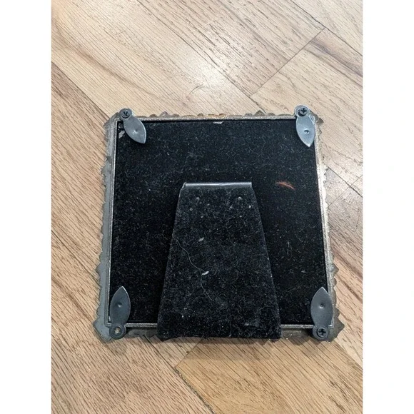 VTG Y2K Jeweled 3x3 Square Picture Frame Pewter Amethyst Lavender Rhinestones - Picture 6 of 16